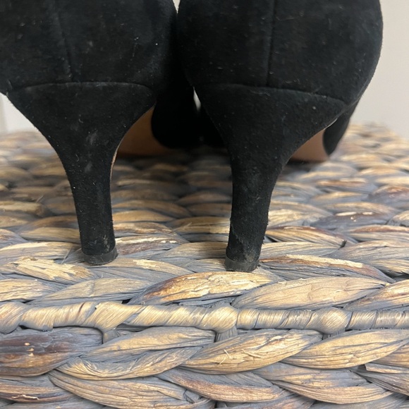 Franco Sarto Black Leather Pointed Toe Kitten Heels Size 8M - Picture 3 of 11